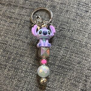 Purple Stitch Keychain with Beads